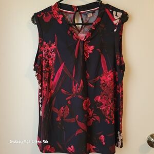 Tommy Hilfiger Red and Black Floral Blouse